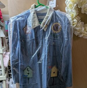 Marsh Landing Cream Corduroy Collar Denim Jacket